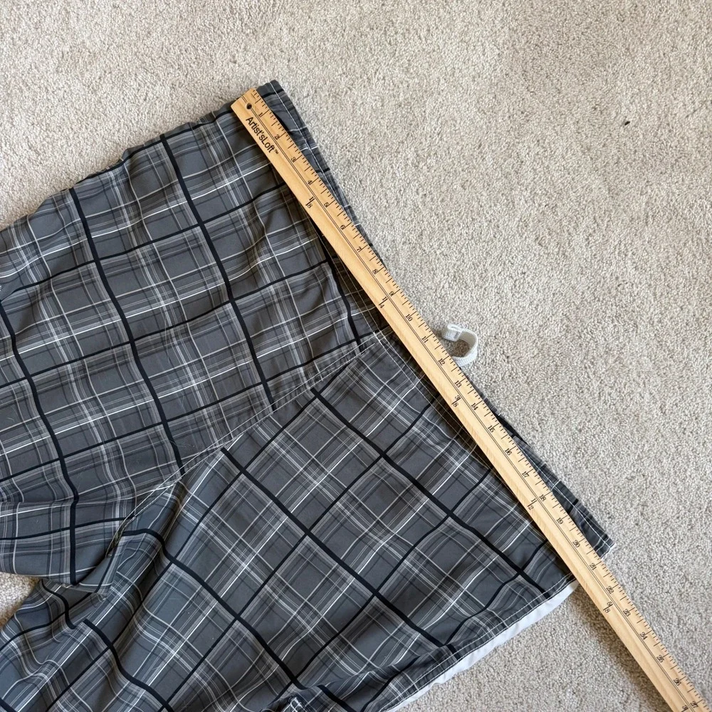 80's Nike Sportswear XL Plaid Cargo Board Shorts Grey Black‎ Swim Trunks